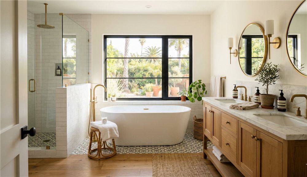 Luxury black marble bathroom