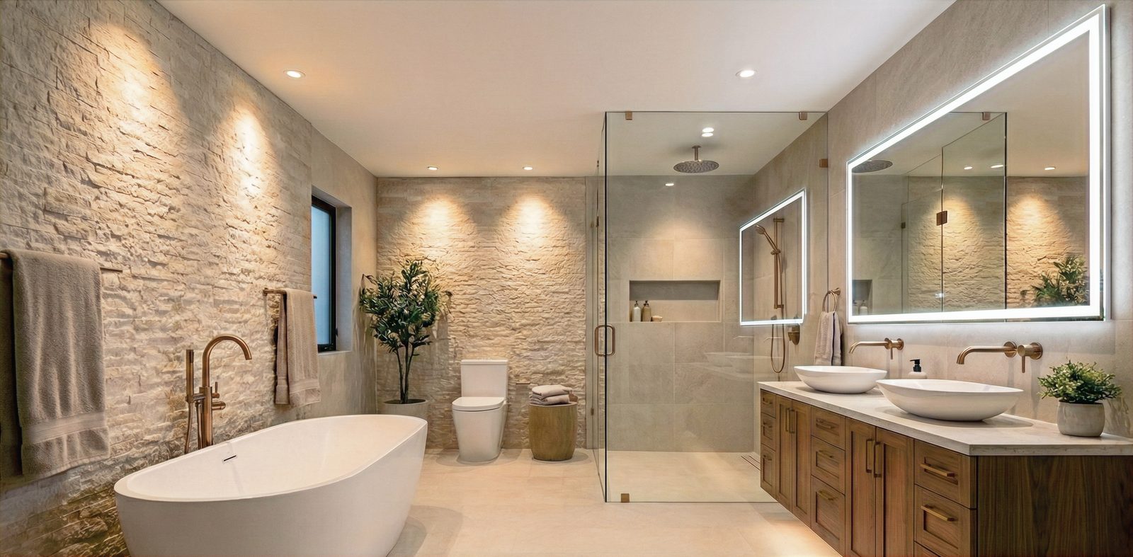 Luxury master bathroom remodel by New Cali Construction